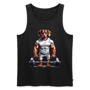 Muscle teckel bodybuilder chien amour chien design - Débardeur bio Premium Homme - noir - Devant - Michal (187cm)