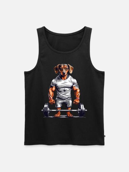 Muscle Dachshund Bodybuilder Dog Love Dog Design - Men's Premium Organic Tank Top - black