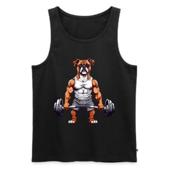 Muscle Boxer Dog Bodybuilding Fun - Men's Premium Organic Tank Top - black - Front - Michal (187cm)