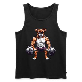 Muskel Boxer Hund Athletisches Fitness Design - Männer Premium Bio Tank Top - Schwarz - Vorne - Michal (187cm)