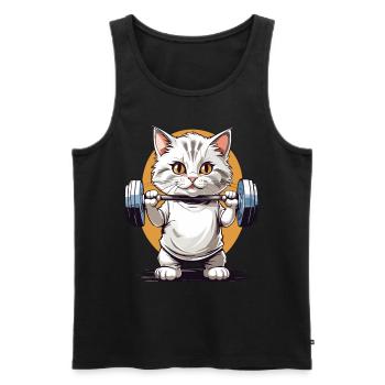 Bodybuilder Cat Barbell Fitness Design - Débardeur bio Premium Homme - noir - Devant - AI Model Male 178 light (178cm)