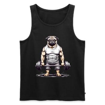 Muscular Pug Gym and Dog Lover - Men's Premium Organic Tank Top - black - Front - Michal (187cm)