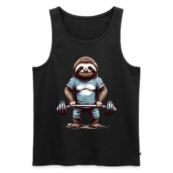 Faultier Bodybuilder Gym Humor Design - Männer Premium Bio Tank Top - Schwarz - Vorne - Michal (187cm)