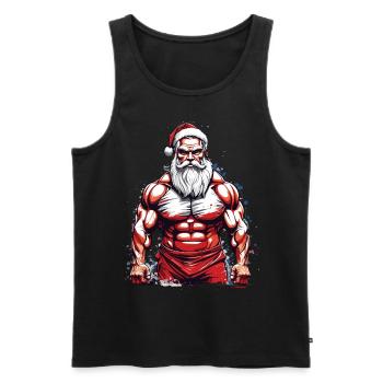 Entraînement de Noël du Père Noël de musculation - Débardeur bio Premium Homme - noir - Devant - AI Model Male 178 light (178cm)