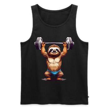 Sloth Bodybuilder Fitness Fun Design - Men's Premium Organic Tank Top - black - Front - Michal (187cm)