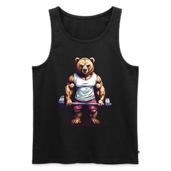 Power Bear Musculation Musculation Motivation - Débardeur bio Premium Homme - noir - Devant - Michal (187cm)
