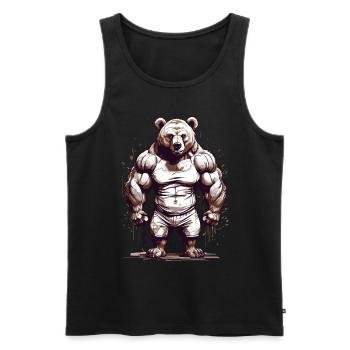 Bodybuilder Ours Papa Force Muscles Amour - Débardeur bio Premium Homme - noir - Devant - Michal (187cm)