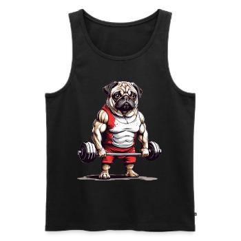 Entraînement de carlin musculaire avec amour de chien - Débardeur bio Premium Homme - noir - Devant - Michal (187cm)