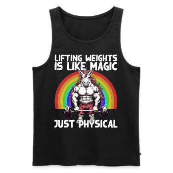 Bodybuilder Unicorn Workout Magic Saying - Men's Premium Organic Tank Top - black - Front - Michal (187cm)