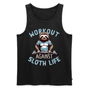 Sloth Workout Motivation Bodybuilding Saying - Men's Premium Organic Tank Top - black - Front - AI Model Male 178 light (178cm)