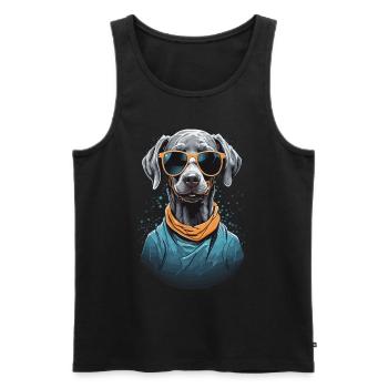 Esthétique Braque de Weimar Chien Streetwear - Débardeur bio Premium Homme - noir - Devant - Michal (187cm)