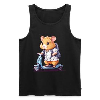 Hamster Schüler auf Roller Schulweg Design - Männer Premium Bio Tank Top - Schwarz - Vorne - Michal (187cm)