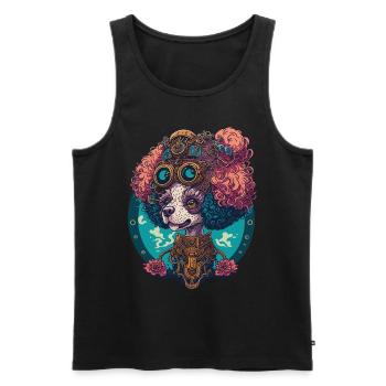 Steampunk caniche esthétique chien Design - Débardeur bio Premium Homme - noir - Devant - Michal (187cm)