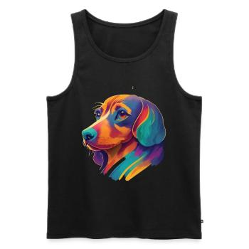 Bunter Dackel Hunde Freund Lebensfreude Hund - Männer Premium Bio Tank Top - Schwarz - Vorne - AI Model Male 178 light (178cm)
