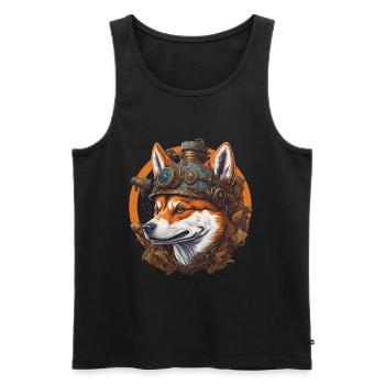 Steampunk Shiba Dog Vintage Machine Dog Design - Men's Premium Organic Tank Top - black - Front - AI Model Male 178 light (178cm)