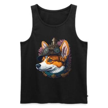 Aesthetic Steampunk Corgi Dog Lover Dog - Men's Premium Organic Tank Top - black - Front - AI Model Male 178 light (178cm)