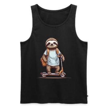 Faultier Schulkind Scooter Fun Design - Männer Premium Bio Tank Top - Schwarz - Vorne - AI Model Male 178 light (178cm)