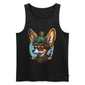 Steampunk Chihuahua Mechanical Dog Dog Art - Men's Premium Organic Tank Top - black - Front - AI Model Male 178 light (178cm)