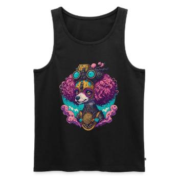 Chien caniche steampunk victorien chien Style - Débardeur bio Premium Homme - noir - Devant - Michal (187cm)