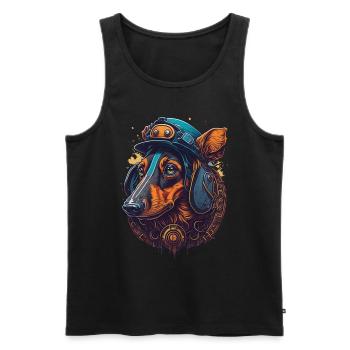 Steampunk Dachshund Dog Design for Dog Lovers - Men's Premium Organic Tank Top - black - Front - AI Model Male 178 light (178cm)