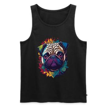 Farbenfrohes Mops Hund Kunstwerk - Männer Premium Bio Tank Top - Schwarz - Vorne - AI Model Male 178 light (178cm)