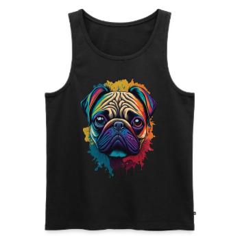 Conception esthétique de l'art du chien carlin - Débardeur bio Premium Homme - noir - Devant - AI Model Male 178 light (178cm)