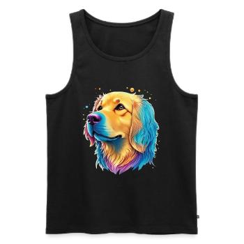 Golden Retriever Hunde Liebhaber Kunst Design - Männer Premium Bio Tank Top - Schwarz - Vorne - Michal (187cm)