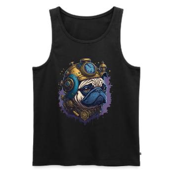 Aesthetic Steampunk Pug Dog Dog Lover - Men's Premium Organic Tank Top - black - Front - AI Model Male 178 light (178cm)