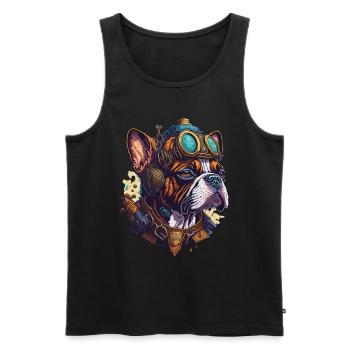 Vintage Steampunk Boxer Dog Machinery Design - Men's Premium Organic Tank Top - black - Front - AI Model Male 178 light (178cm)