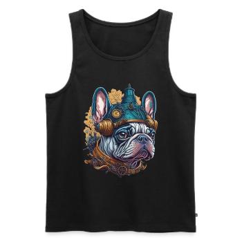 French Bulldog Dog in Steampunk Style - Men's Premium Organic Tank Top - black - Front - AI Model Male 178 light (178cm)
