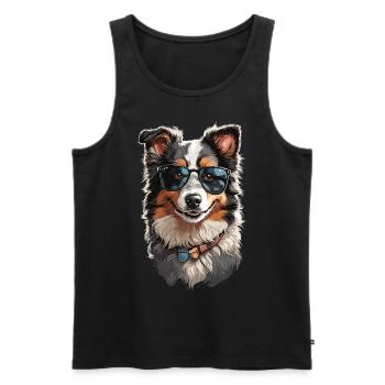 Cool Collie with Sunglasses - Dog Aesthetics - Men's Premium Organic Tank Top - black - Front - Michal (187cm)