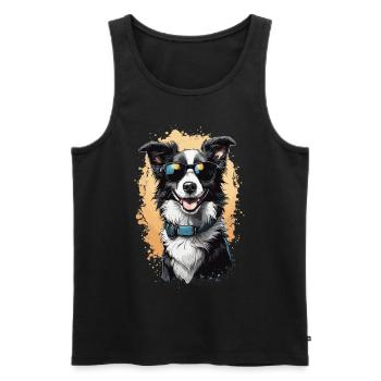 Border Collie Elegance for Dog Lovers - Men's Premium Organic Tank Top - black - Front - Michal (187cm)