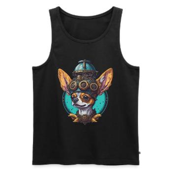 Retro Steampunk Sci-Fi Chihuahua Dogs Design - Men's Premium Organic Tank Top - black - Front - AI Model Male 178 light (178cm)