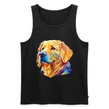 Polygone Golden Retriever - Astucieux Dog Design - Débardeur bio Premium Homme - noir - Devant - AI Model Male 178 light (178cm)