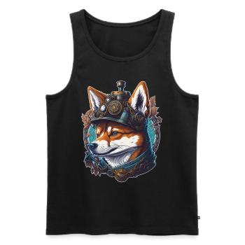 Retro Sci-Fi Shiba Steampunk Vintage Hund - Männer Premium Bio Tank Top - Schwarz - Vorne - Michal (187cm)