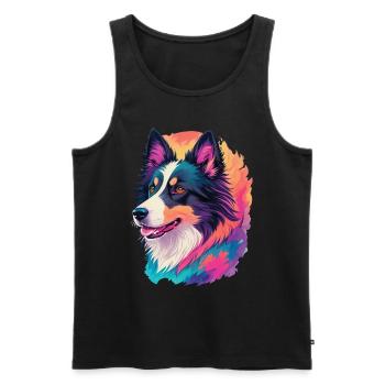Colorful Border Collie Art Design for Dog Fans - Men's Premium Organic Tank Top - black - Front - AI Model Male 178 light (178cm)