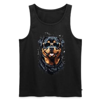 Stilvolles Rottweiler Hundepapa Design - Männer Premium Bio Tank Top - Schwarz - Vorne - AI Model Male 178 light (178cm)