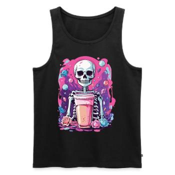 Gothic Bubble Tea Skeleton Halloween Aesthetic - Men's Premium Organic Tank Top - black - Front - Michal (187cm)