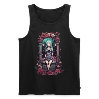 Anime Gothic Girl Viktorianische Blumen Ästhetik - Männer Premium Bio Tank Top - Schwarz - Vorne - AI Model Male 178 light (178cm)