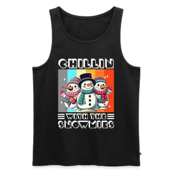 Chillin with my Snowmies - Men's Premium Organic Tank Top - black - Front - AI Model Male 178 light (178cm)