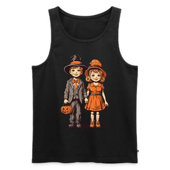 Rétro Halloween Trick or Treat Kids Design - Débardeur bio Premium Homme - noir - Devant - AI Model Male 178 light (178cm)