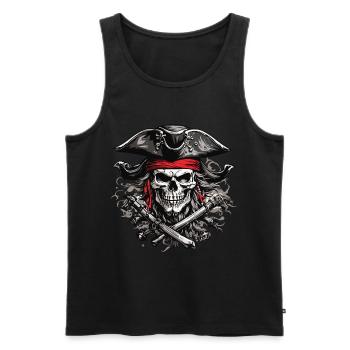 Jolly Roger Pirate Skull Party Halloween Design - Men's Premium Organic Tank Top - black - Front - AI Model Male 178 light (178cm)