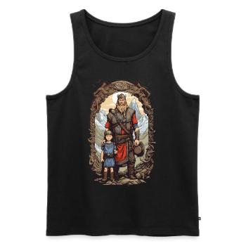 Viking père et fils guerrier famille honneur - Débardeur bio Premium Homme - noir - Devant - Michal (187cm)