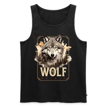 Loup tête de loup Nature nature sauvage aventure forêt Art - Débardeur bio Premium Homme - noir - Devant - Michal (187cm)