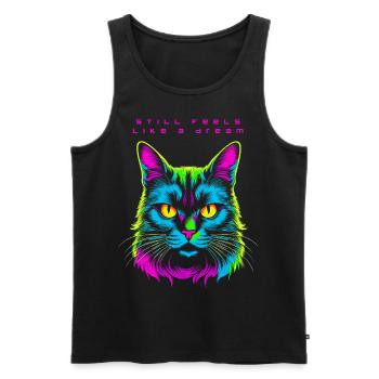 cat still feel like a dream after techno rave part - Männer Premium Bio Tank Top - Schwarz - Vorne - Michal (187cm)