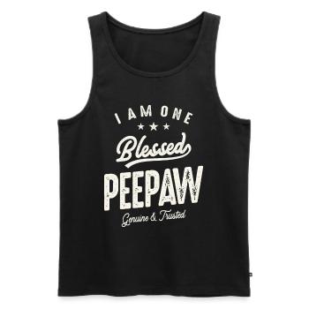 I Am One Bless Peepaw Funny Grandpa - Men's Premium Organic Tank Top - black - Front - Michal (187cm)