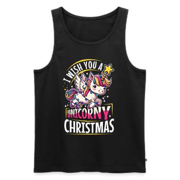 Je vous souhaite un Noël de Licorne - Débardeur bio Premium Homme - noir - Devant - AI Model Male 178 light (178cm)