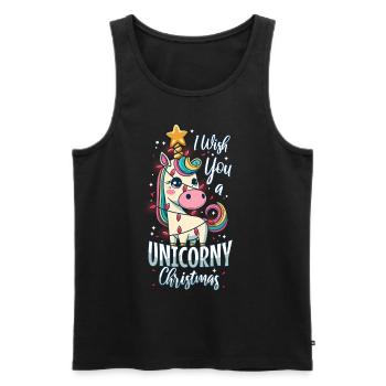 Je vous souhaite un Noël de Licorne - Débardeur bio Premium Homme - noir - Devant - AI Model Male 178 light (178cm)