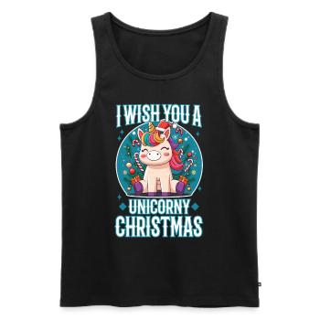 Je vous souhaite un Noël de Licorne - Débardeur bio Premium Homme - noir - Devant - AI Model Male 178 light (178cm)
