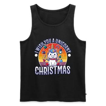 Je vous souhaite un Noël de Licorne - Débardeur bio Premium Homme - noir - Devant - AI Model Male 178 light (178cm)